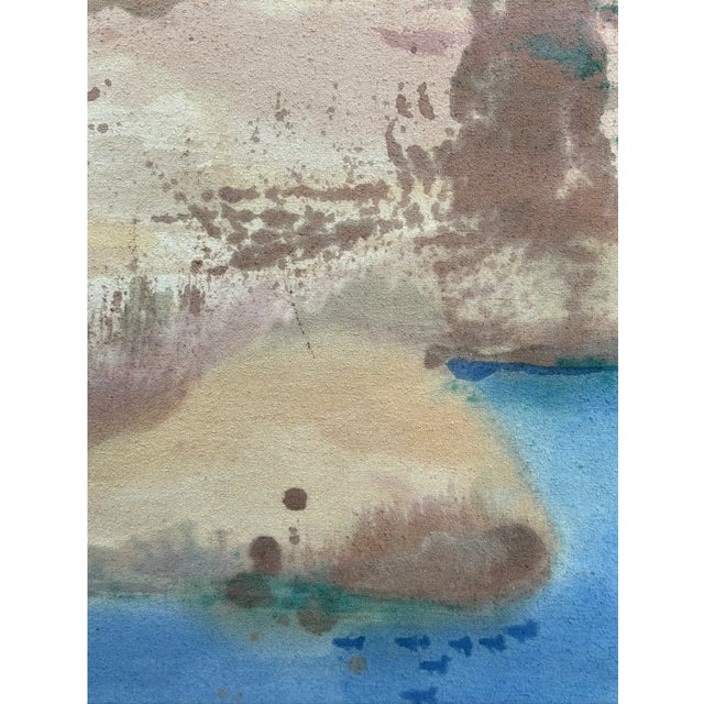 A very large scale (6'10" X 3"5)"abstract landscape in the tradition of Helen Frankenthaler and her abstract expressionism...