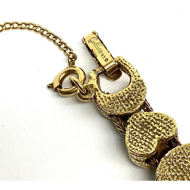 French Vintage Goldette Multi Semiprecious Stone Goldtone Bracelet For Sale - Image 3 of 10