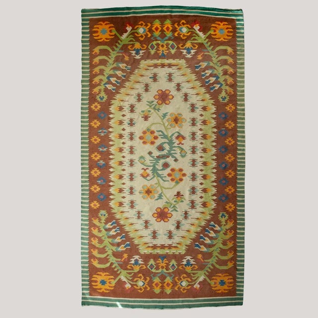Textile Large Vintage Anatolian Hand-Knotted Kilim Rug, Turkey, 1950s For Sale - Image 7 of 7