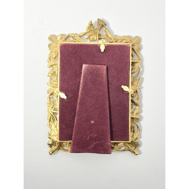 Gold 1960s Matson Ormolu Bird Dogwood Flower Gold Tone Rectangle Picture Frame For Sale - Image 8 of 10