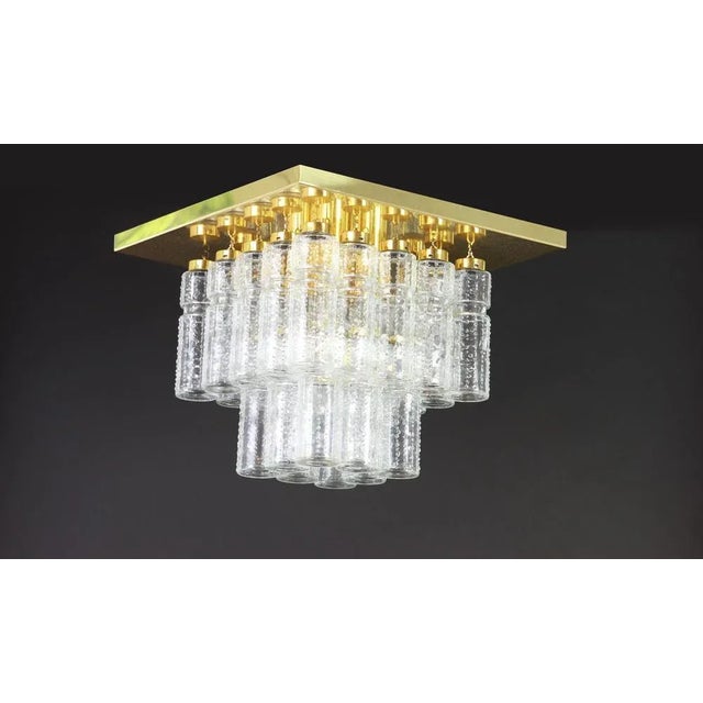 Metal Large Brass and Crystal Glass Chandelier by Limburg, Germany, 1960s For Sale - Image 7 of 8