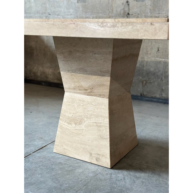 Postmodern 1970s Maurice Villency Italian Travertine Pedestal Table For Sale - Image 3 of 7