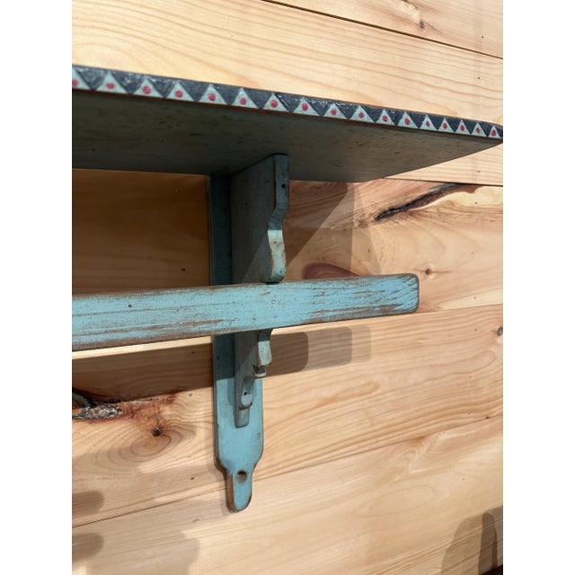Early 1900s Folk Art Paint Shelf and Towel Rack For Sale - Image 4 of 9