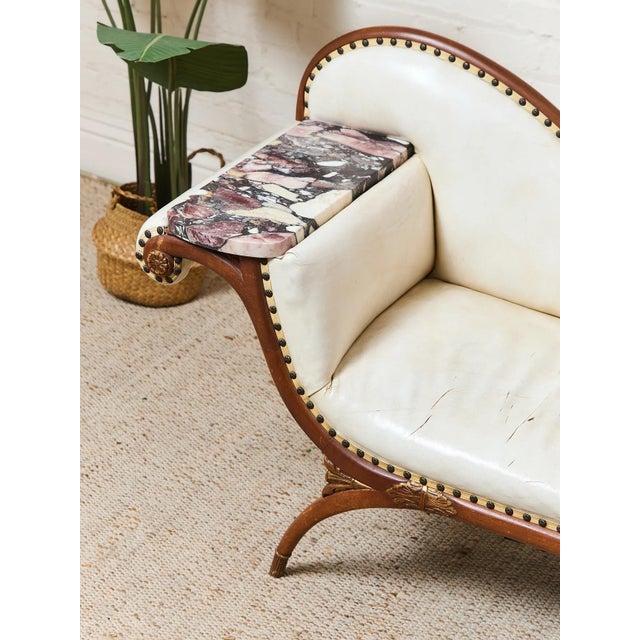 Vintage Antique Settee With Marble Side Table For Sale - Image 4 of 12