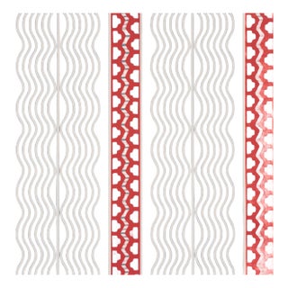 Schumacher x Johnson Hartig Crème Anglaise Wallcovering in French Red & Blue For Sale