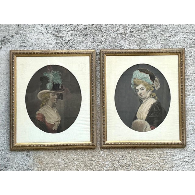 Vintage 18th Century Style Portrait Engravings - Set of 2 For Sale - Image 13 of 13