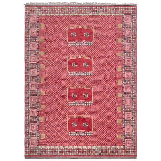 "Vermilattice" Contemporary Scandinavian Lattice Ivory Rug by Doris Leslie Blau For Sale