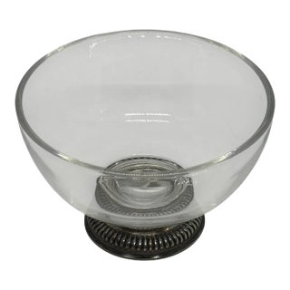 Vintage Frank M. Whiting & Co. 4 1/4” Glass Candy Bowl Decorative Gadroon Ribbed Pattern Sterling Silver Base For Sale