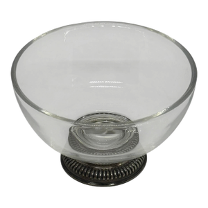 Vintage Frank M. Whiting & Co. 4 1/4” Glass Candy Bowl Decorative Gadroon Ribbed Pattern Sterling Silver Base