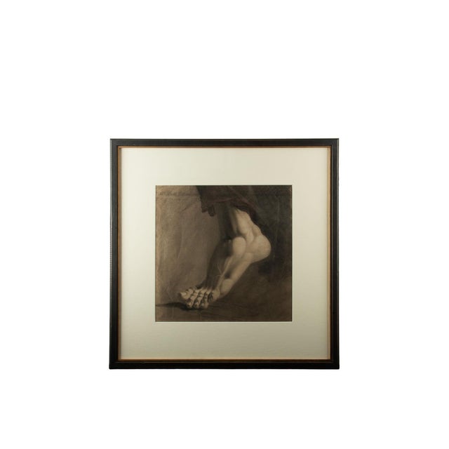 19th Century Study of a Foot, Charcoal on Paper. A finely executed academic study of a human foot rendered in charcoal,...