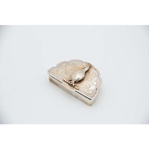 Silver Peacock Shaped Pill Box For Sale - Image 4 of 4