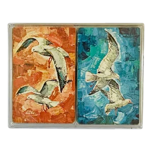 Vintage Abstract Bird Playing Cards With Clear Caddy