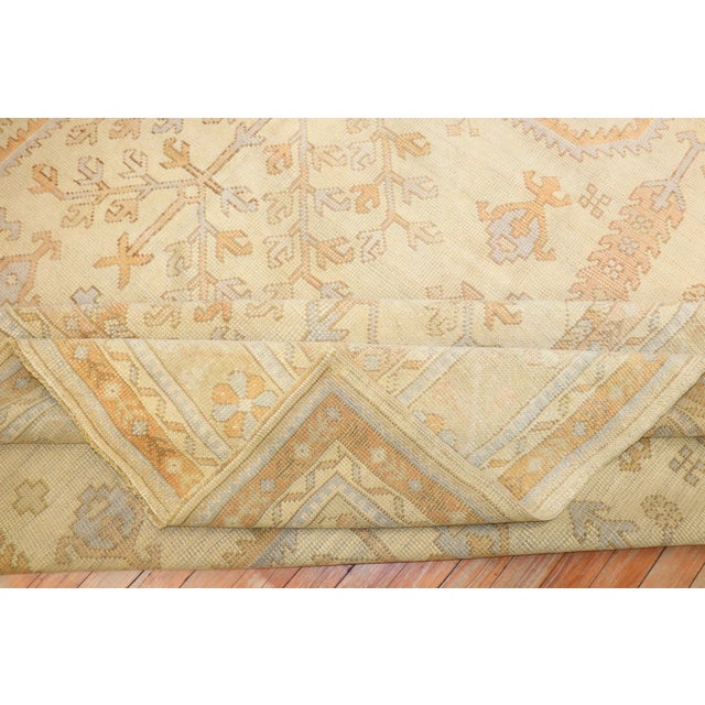 Ivory Antique Turkish Square Oushak Rug - 11'1" x 12'8" For Sale - Image 8 of 11