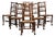 19th Century Farmhouse English Oak Harlequin Rush Spindle Back Dining Chairs, 1880, Set of 6 For Sale