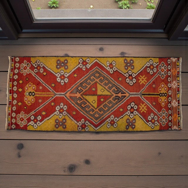Tribal Soumak Weave Petite Rug. Small Turkish Kilim Area Rug Door Mat - 1'5" X 3'4" For Sale - Image 3 of 14