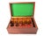 An Art Deco styled gaming set with walnut inlay to the top edge and inside two chip holders with 86 honey colored, 28...