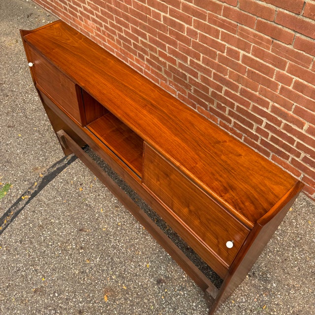 Brown Mid 20th Century Kipp Stewart for Drexel “Declaration” Full Size Walnut Mid Century Headboard For Sale - Image 8 of 12