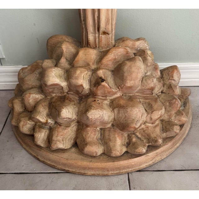 Vintage Carved Cerused Wood Italian Palm Tree Roche Bobois Style Floor Lamp For Sale In West Palm - Image 6 of 12