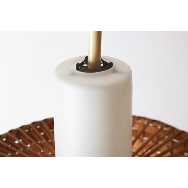 Mid-Century Modern Glass Pinewood Raffia Hanging Lamp by Doria, 1960s For Sale - Image 10 of 17