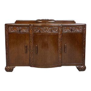 1920s Art Nouveau English Carved Sideboard in Oak