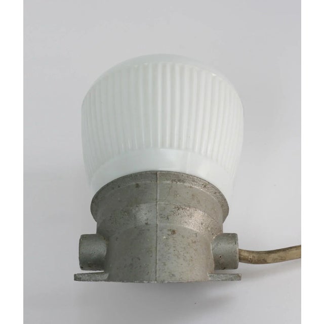 Mid-Century Modern Vintage German Industrial Opaline Sconce For Sale - Image 3 of 9
