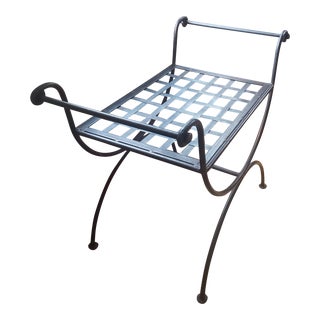 Vintage Curule Style Iron Bench For Sale