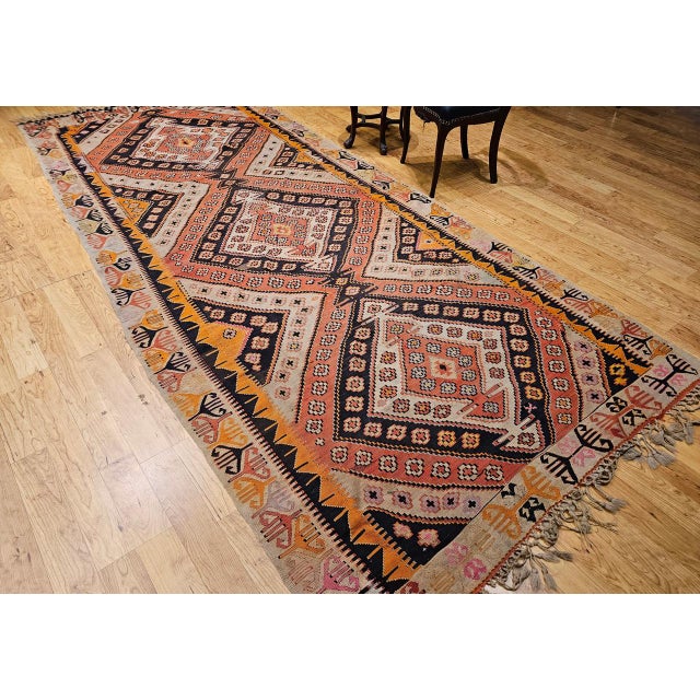 Vintage Turkish Kilim Wide Runner, Handwoven Wool, Medallion Pattern, 6x13 For Sale - Image 16 of 16