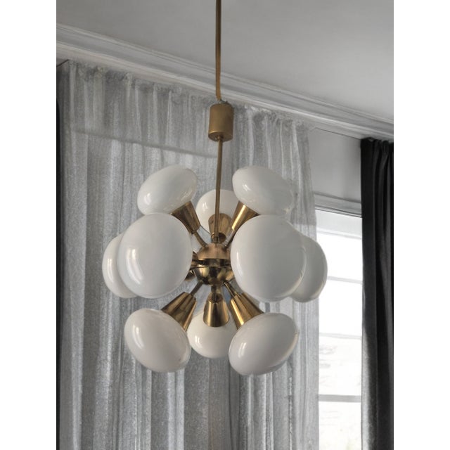Mid-Century Sputnik Chandelier in Brass and Glass from Kamenický Šenov, Czech, 1960s For Sale - Image 4 of 10