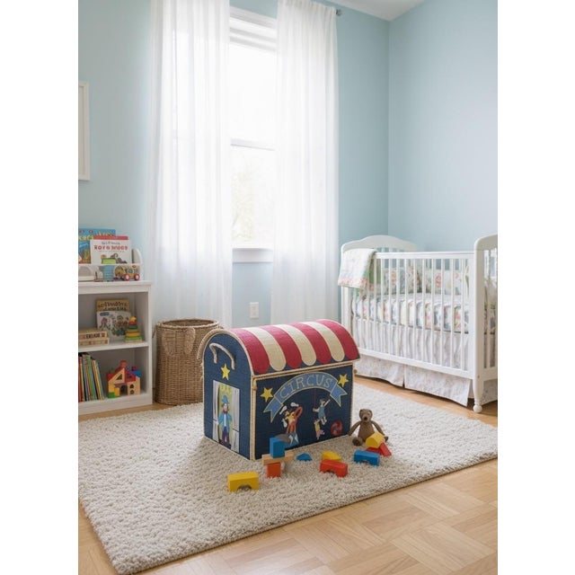 Textile Hand-Woven Rattan Circus Tent Toy Box For Sale - Image 7 of 7