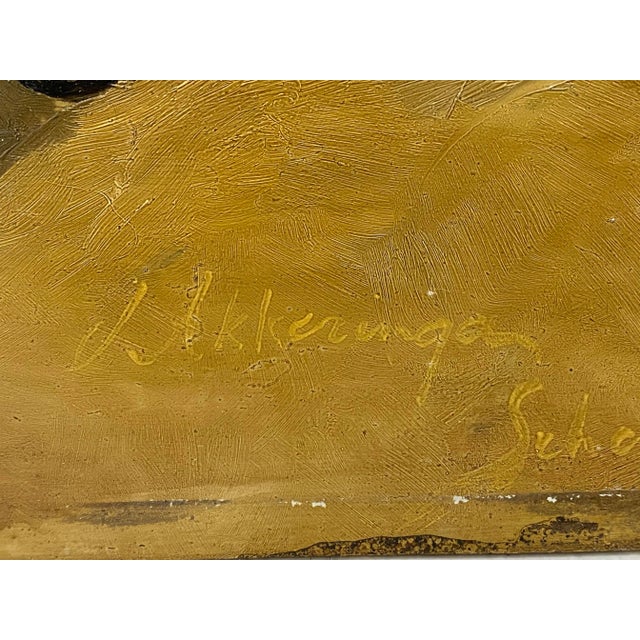 Goldenrod In the Style of Johannes Evert Hendrik Akkeringa Oil on Panel Beach Scene C.1920 For Sale - Image 8 of 13