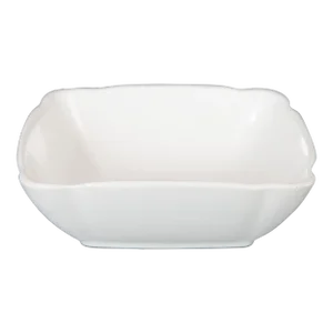 Antique 19th C. English White Ironstone Fluted Square Bowl