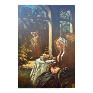 "Afternoon Tea"19th Century French Oil on Canvas Painting