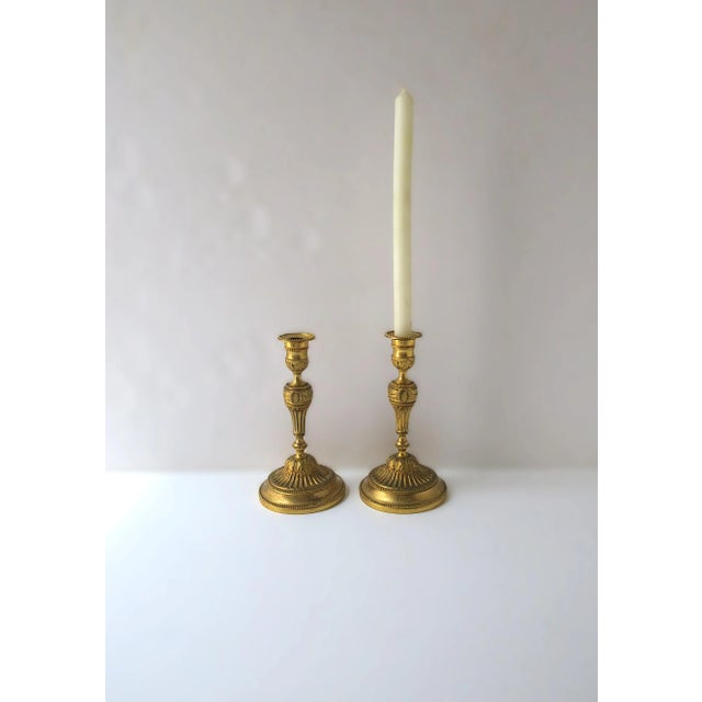 French French Gold Gilt Bronze Candlesticks Holders, 19th Century, Pair For Sale - Image 3 of 13