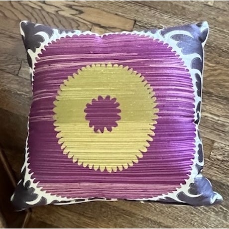 2000 - 2009 Suzani Pillows With Donghia Fabric and Down Fills (Pair) For Sale - Image 5 of 9