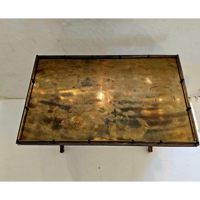 Gold Brass & Iridescent Pair of Vintage Nesting Tables For Sale - Image 8 of 12