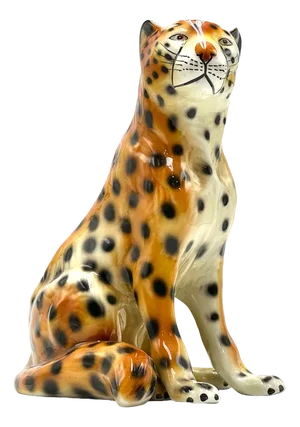 Vintage Italian Ceramic Cheetah Sculpture, 1960s
