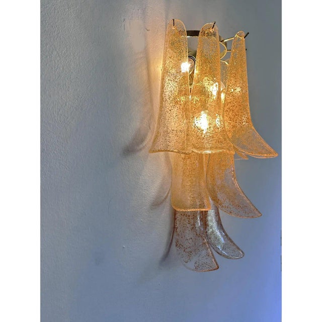 Early 21st Century Gold and Transparent Selle Murano Glass Wall Sconces by Simoeng, Set of 2 For Sale - Image 5 of 6