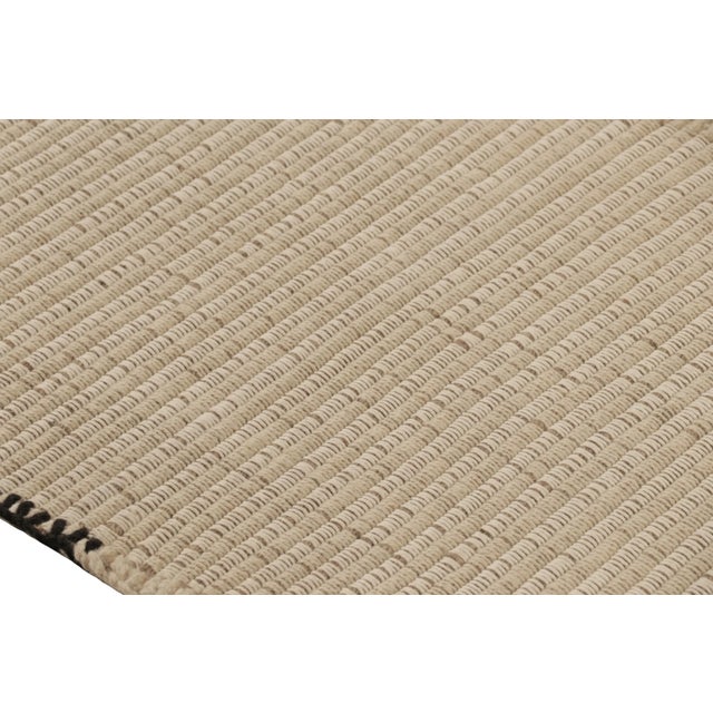 2010s Rug & Kilim’s Accent Kilim, Square Rug in Bold, Textural White and Black Stripes For Sale - Image 5 of 8