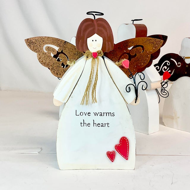 Antique White 1990s Vintage Boho Chic Arts & Crafts Valentine Angels - Set of 5. For Sale - Image 8 of 11