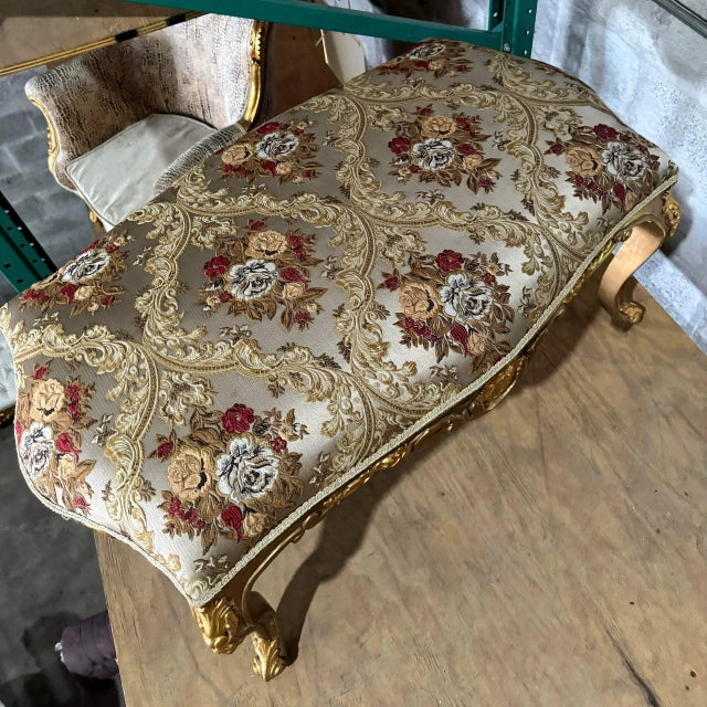 Romantic Bench French Style With Gold Leaf Details For Sale - Image 4 of 6