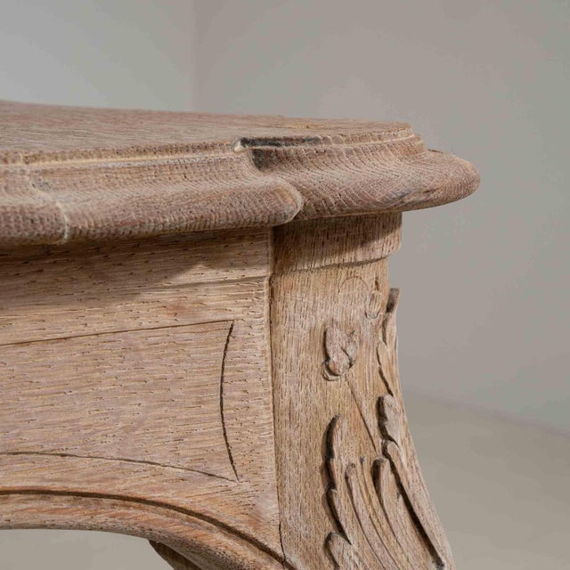 Early 20th Century Early 20th Century France Weathered Whitewash Carved Cerused Oak Console For Sale - Image 5 of 11