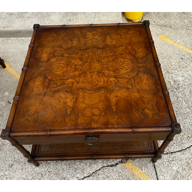 MCM Drexel Heritage Grand Tour Bamboo-Motif Side Table For Sale - Image 10 of 12