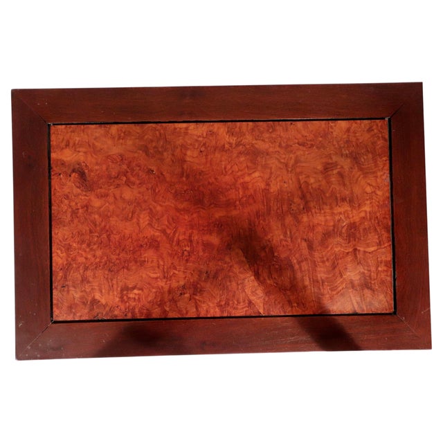 Chinese Padauk and Burl Panel Side Tables, Pair, Labeled j.l. George & Co., Hong Kong For Sale - Image 12 of 14