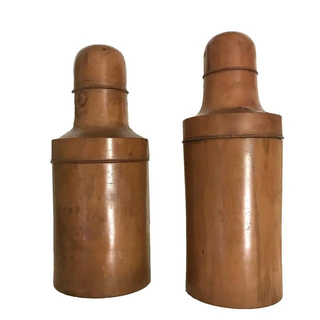 Early 20th Century Italian Boxwood Pharmacy Bottles, Set of 2 For Sale - Image 3 of 11