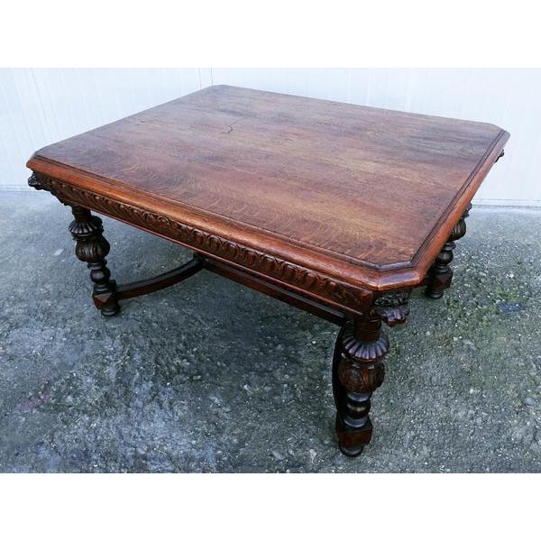 Antique Large Jacobean French Carved Oak Dining Table Chairish
