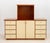 Gabriella Crespi Style White-Painted Woven Wicker and Walnut TV Lift Cabinet, the central pop-up compartment with two faux...