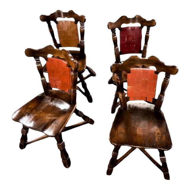 Mid 20th Century Vintage Romweber Viking Oak Dining Chairs Set of 4