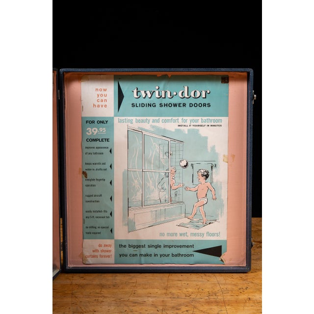 Mid-Century Modern Vintage Twin-Dor Sliding Shower Door Salesman Sample Display Case For Sale - Image 3 of 16