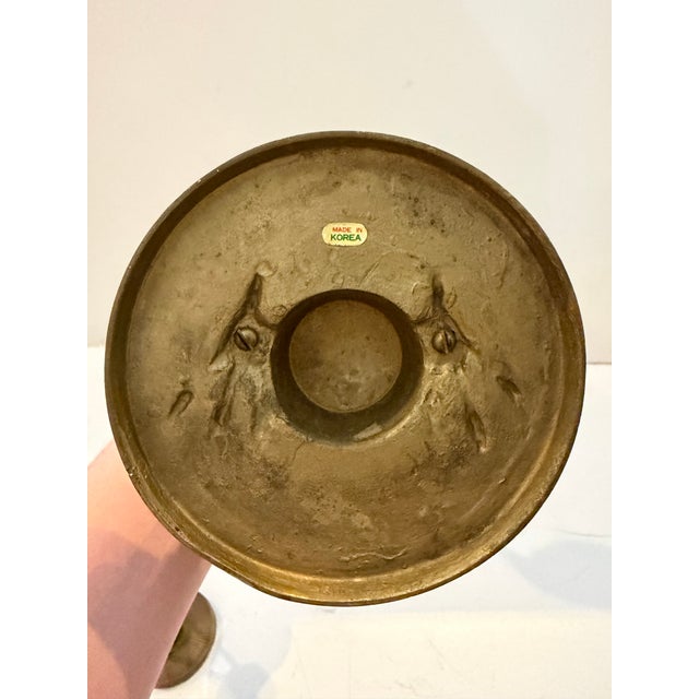 Metal Vintage Korean Brass Crane Sculptures, Pair For Sale - Image 7 of 12