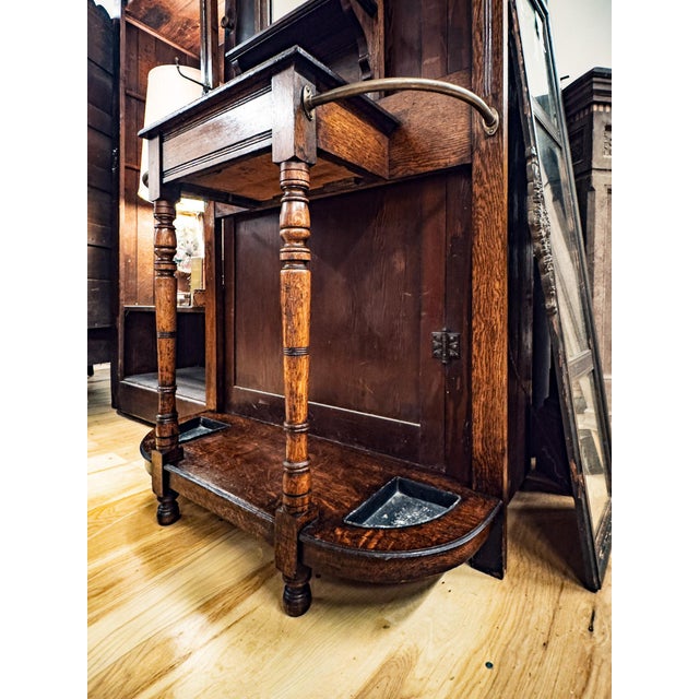 Early 20th Century Edwardian Walnut Hall Tree For Sale - Image 9 of 17